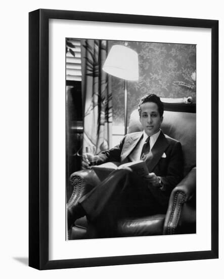 Iraq's King Feisal II Relaxing Reading a Book-Yale Joel-Framed Photographic Print