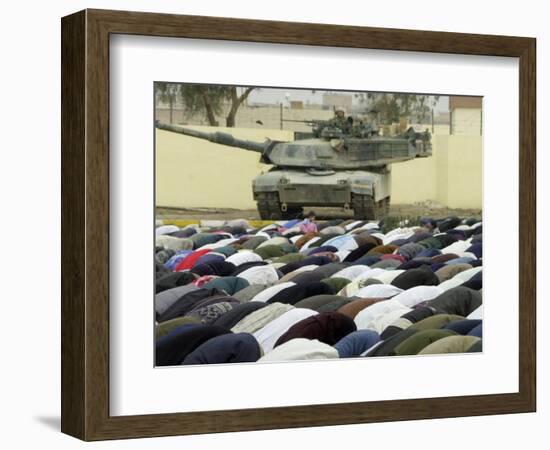 Iraqi Shiite Muslims Pray on the First Day of Eid Al-Fitr-null-Framed Photographic Print