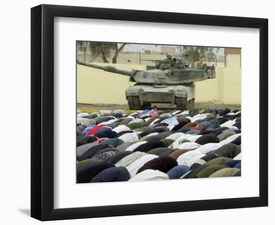 Iraqi Shiite Muslims Pray on the First Day of Eid Al-Fitr-null-Framed Photographic Print