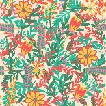 Seamless Pattern with Hand Drawn Blooming Flowers-ircy-Art Print