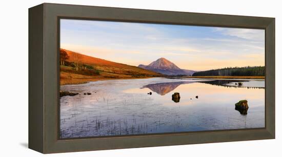 Ireland, Co.Donegal, Mount Errigal reflected in Clady river-Shaun Egan-Framed Premier Image Canvas