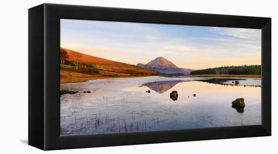 Ireland, Co.Donegal, Mount Errigal reflected in Clady river-Shaun Egan-Framed Premier Image Canvas