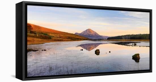 Ireland, Co.Donegal, Mount Errigal reflected in Clady river-Shaun Egan-Framed Premier Image Canvas
