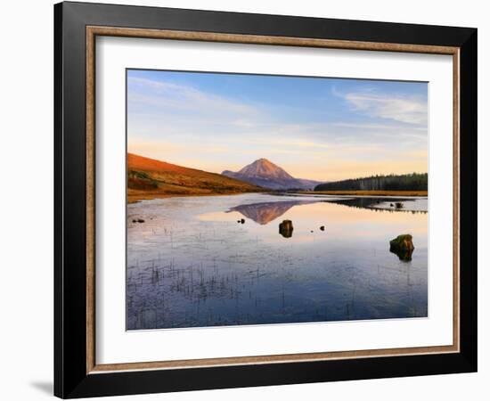 Ireland, Co.Donegal, Mount Errigal reflected in Clady river-Shaun Egan-Framed Photographic Print