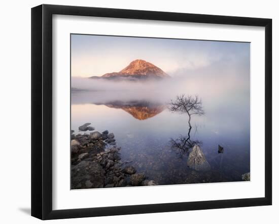 Ireland, Co.Donegal, Mount Errigal reflected in Lough Dunlewey-Shaun Egan-Framed Photographic Print