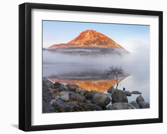 Ireland, Co.Donegal, Mount Errigal reflected in Lough Dunlewey-Shaun Egan-Framed Photographic Print