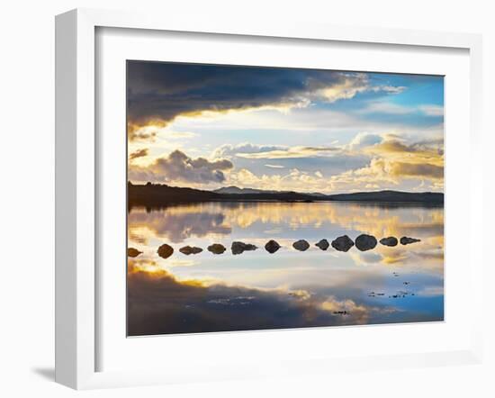 Ireland, Co.Donegal, Mulroy bay, Stepping stones at dusk-Shaun Egan-Framed Photographic Print