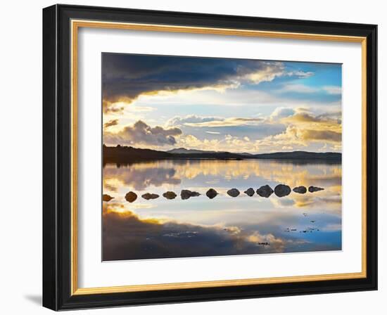 Ireland, Co.Donegal, Mulroy bay, Stepping stones at dusk-Shaun Egan-Framed Photographic Print