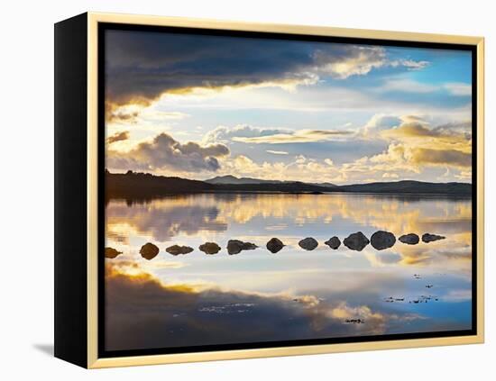 Ireland, Co.Donegal, Mulroy bay, Stepping stones at dusk-Shaun Egan-Framed Premier Image Canvas