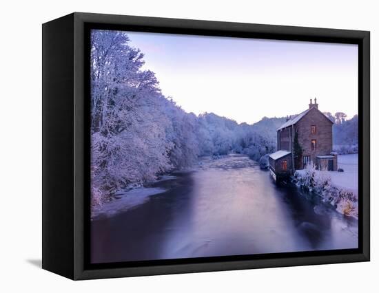 Ireland, Co.Donegal, Ramelton, River lennon in winter, House by river (PR)-Shaun Egan-Framed Premier Image Canvas