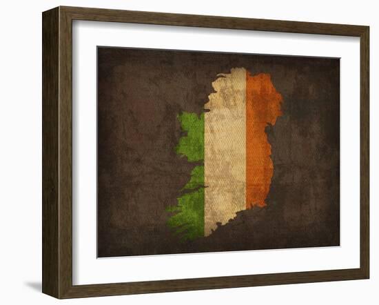 Ireland Country Flag Map-Red Atlas Designs-Framed Giclee Print