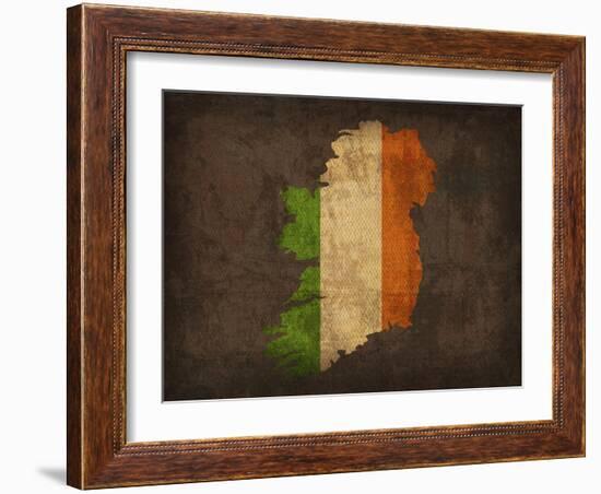 Ireland Country Flag Map-Red Atlas Designs-Framed Giclee Print