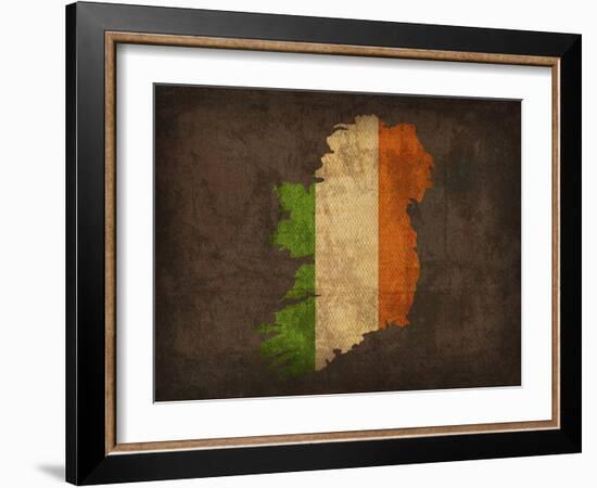 Ireland Country Flag Map-Red Atlas Designs-Framed Giclee Print