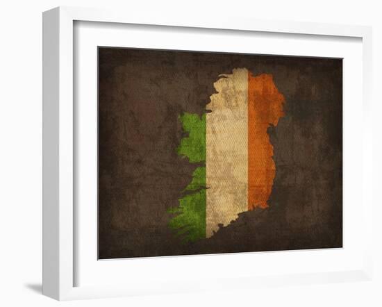 Ireland Country Flag Map-Red Atlas Designs-Framed Giclee Print