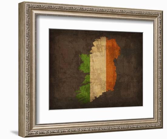 Ireland Country Flag Map-Red Atlas Designs-Framed Giclee Print