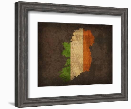 Ireland Country Flag Map-Red Atlas Designs-Framed Giclee Print