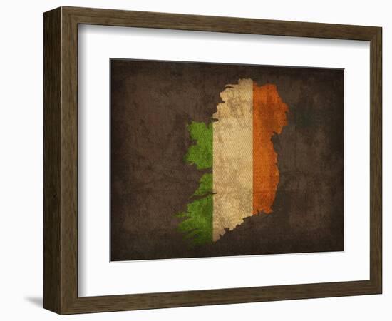 Ireland Country Flag Map-Red Atlas Designs-Framed Giclee Print