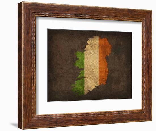 Ireland Country Flag Map-Red Atlas Designs-Framed Giclee Print