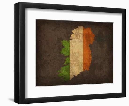 Ireland Country Flag Map-Red Atlas Designs-Framed Giclee Print