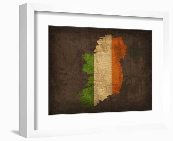 Ireland Country Flag Map-Red Atlas Designs-Framed Giclee Print