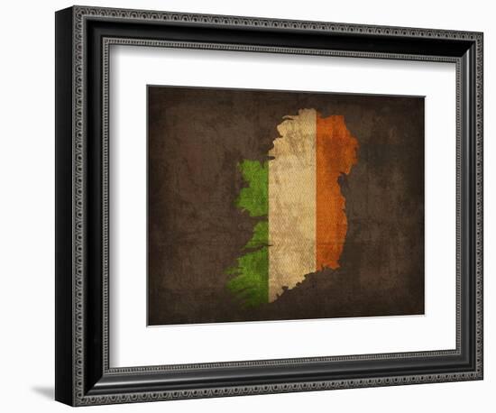 Ireland Country Flag Map-Red Atlas Designs-Framed Giclee Print