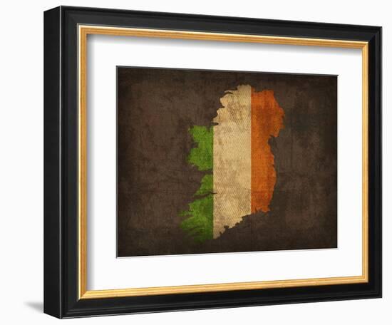 Ireland Country Flag Map-Red Atlas Designs-Framed Giclee Print