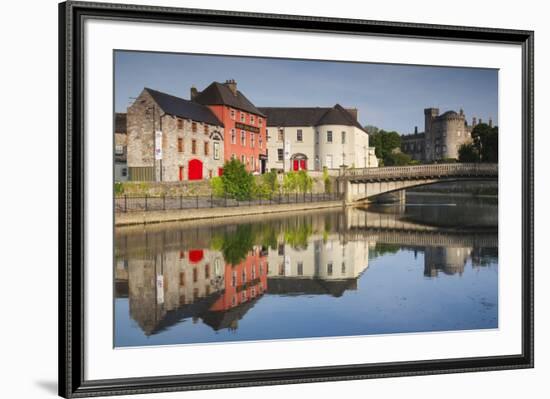 Ireland, County Kilkenny, pubs along River Nore and Kilkenny Castle-Walter Bibikow-Framed Premium Photographic Print