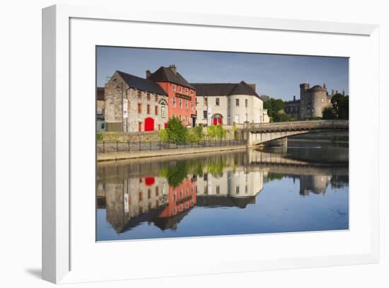 Ireland, County Kilkenny, pubs along River Nore and Kilkenny Castle-Walter Bibikow-Framed Premium Photographic Print