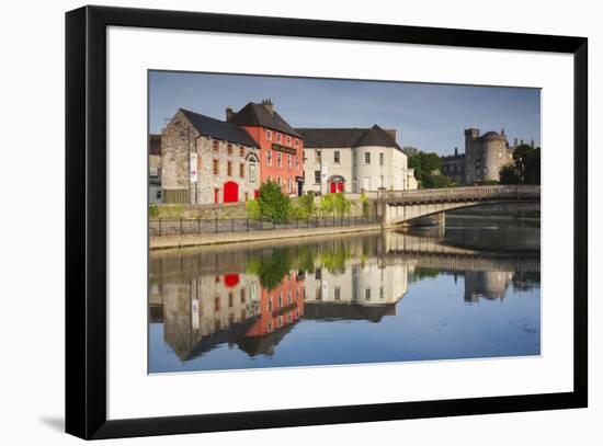 Ireland, County Kilkenny, pubs along River Nore and Kilkenny Castle-Walter Bibikow-Framed Premium Photographic Print