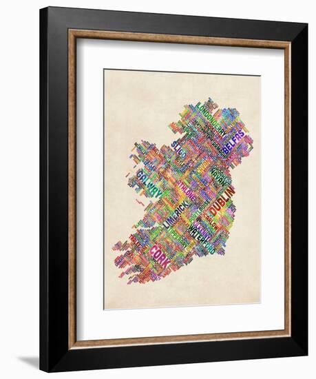 Ireland Eire City Text map-Michael Tompsett-Framed Art Print