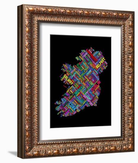 Ireland Eire City Text map-Michael Tompsett-Framed Premium Giclee Print
