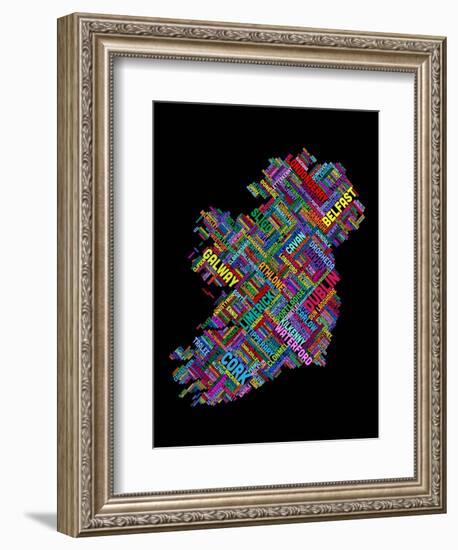 Ireland Eire City Text map-Michael Tompsett-Framed Art Print