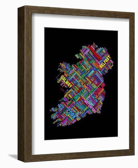 Ireland Eire City Text map-Michael Tompsett-Framed Art Print