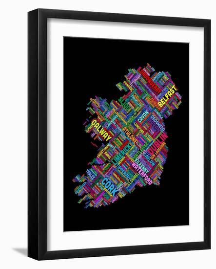 Ireland Eire City Text map-Michael Tompsett-Framed Art Print