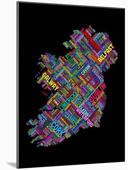 Ireland Eire City Text map-Michael Tompsett-Mounted Art Print