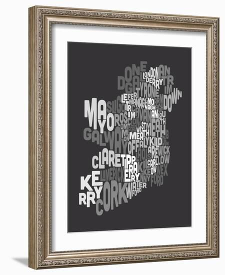 Ireland Eire County Text Map-Michael Tompsett-Framed Art Print