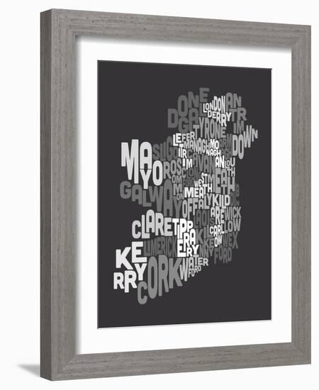 Ireland Eire County Text Map-Michael Tompsett-Framed Art Print