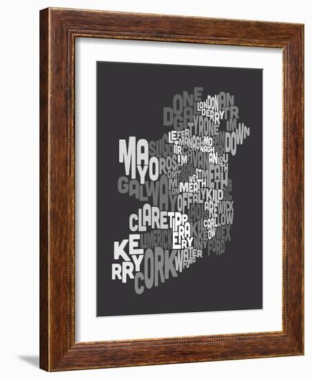 Ireland Eire County Text Map-Michael Tompsett-Framed Art Print