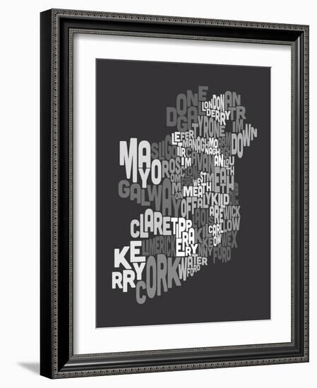 Ireland Eire County Text Map-Michael Tompsett-Framed Art Print