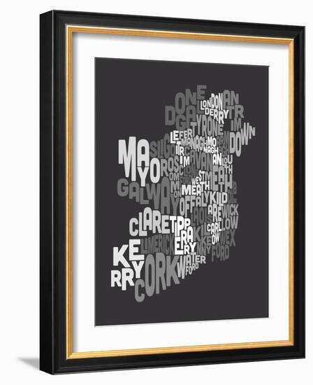 Ireland Eire County Text Map-Michael Tompsett-Framed Art Print