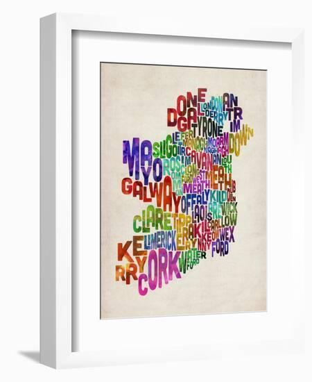 Ireland Eire County Text Map-Michael Tompsett-Framed Art Print