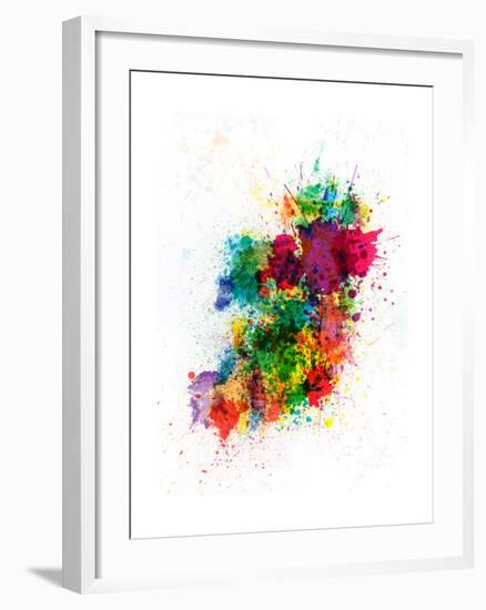 Ireland Map Paint Splashes-Michael Tompsett-Framed Art Print