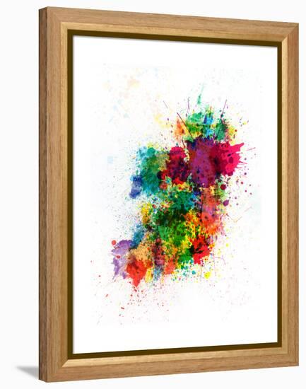 Ireland Map Paint Splashes-Michael Tompsett-Framed Stretched Canvas