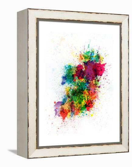 Ireland Map Paint Splashes-Michael Tompsett-Framed Stretched Canvas