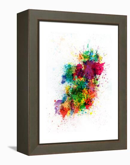 Ireland Map Paint Splashes-Michael Tompsett-Framed Stretched Canvas