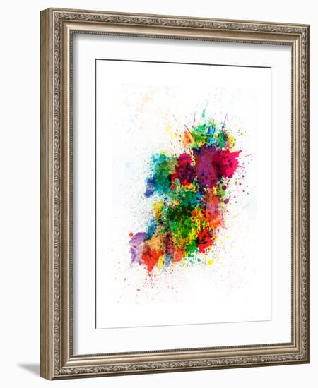 Ireland Map Paint Splashes-Michael Tompsett-Framed Premium Giclee Print