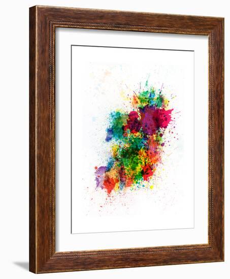 Ireland Map Paint Splashes-Michael Tompsett-Framed Premium Giclee Print