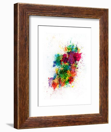 Ireland Map Paint Splashes-Michael Tompsett-Framed Art Print