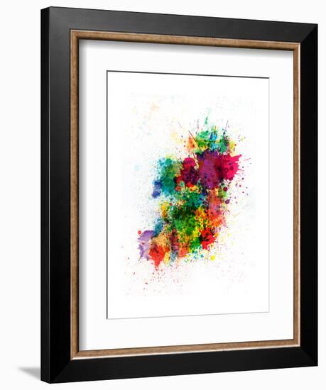 Ireland Map Paint Splashes-Michael Tompsett-Framed Art Print