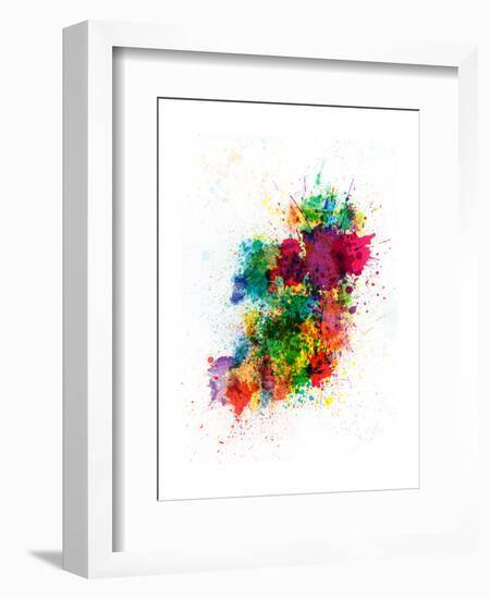 Ireland Map Paint Splashes-Michael Tompsett-Framed Art Print